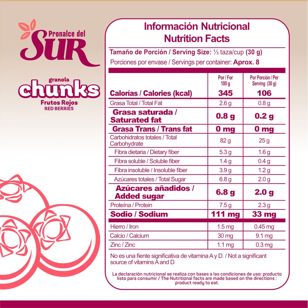 Granola Chunks frutos rojos 250gr