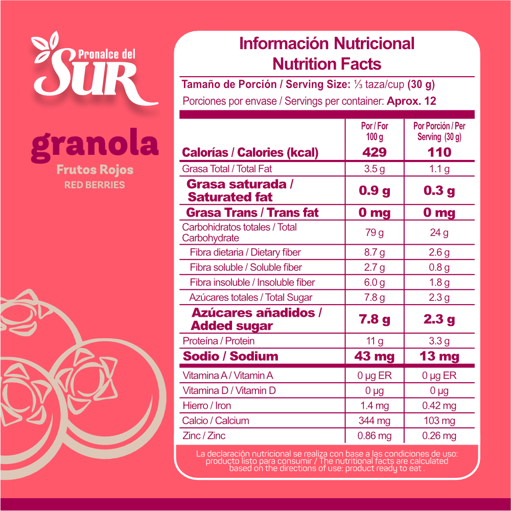 Granola Frutos Rojos x 350gr